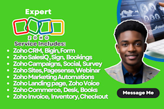 all in one zoho setup zoho CRM zoho commerce campaign automation booking