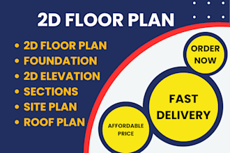draw 2d floor plans, elevations, and furniture layouts