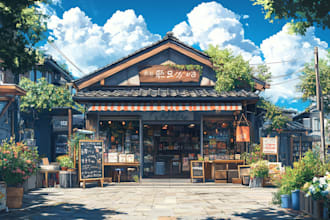 create an anime illustration with a background