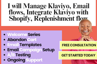 manage klaviyo, email flows, integrate klaviyo with shopify, replenishment flow