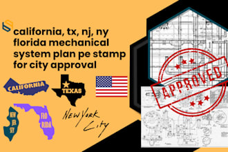 california, tx, nj, ny florida mechanical system plan pe stamp for city approval