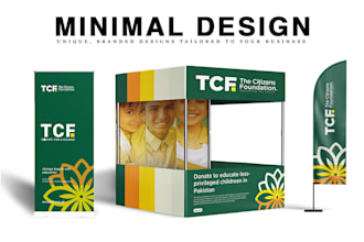 minimal roll up banner, table cover canopy tent and backdrop