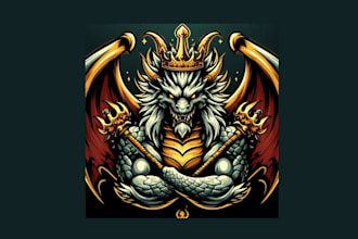 design high quality dragon king mascot logo with unlimited revision