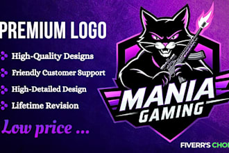 design premium gaming, esports, twitch and  animal face logo