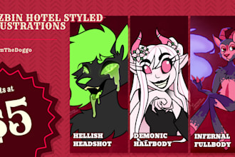 draw your oc in the style of hazbin hotel