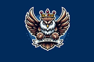 design high quality king owl mascot logo with unlimited revision