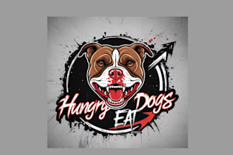 design high quality hand drawing dog mascot logo with free source file