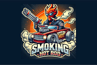 do modern smoking hot rod esport mascot logo within two days