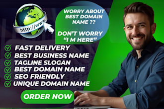 research unique best domain name with tagline slogan