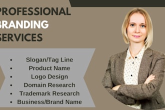 create a catchy brand, business name, logo design, slogan, and web design