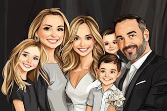 draw caricature cartoon for family or group