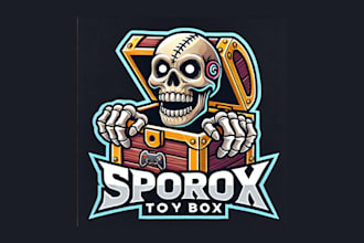 do awesome skull toy box mascot logo with unlimited revisions