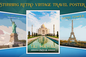 design stunning retro vintage travel poster