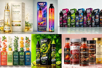 design premium vape, e liquid, food and product label with 3d mockup