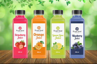 design juice, liquid, product label, bottle, food label
