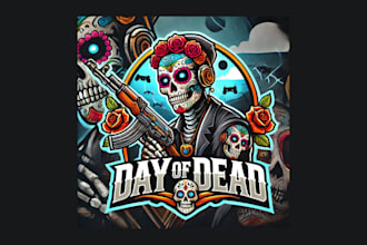create amazing day of the dead mascot logo with new concepts
