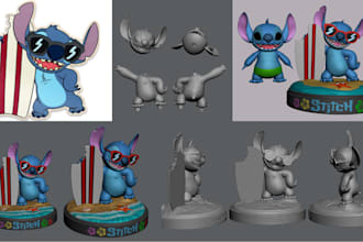 convert 2d image to 3d custom character modeling for 3d print and paint