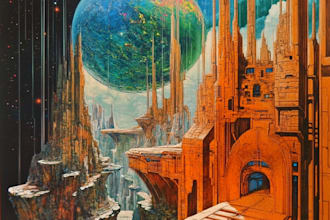 create a sci fi and science fiction futuristic city art