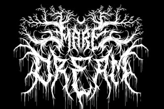 create chrome metallic black slaming, goregrind, brutal death metal logo design