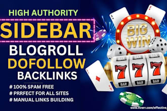 do 800 high da 50 blogroll sidebar footer dofollow SEO backlinks link building