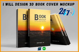 design 3d book cover mockup in photoshop