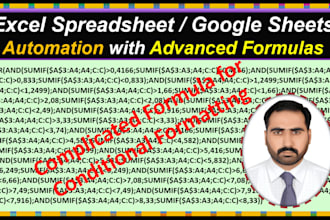 create excel spreadsheet with  advance formulas, macros, vba