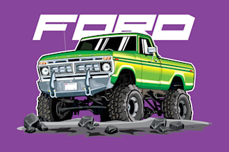 draw offroad or any vehicle vector illustration for t shirts