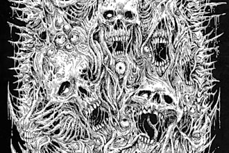 draw chaotic, dark, heavy, death, doom, occult black metal illustrations