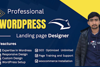 build wordpress landing page design, sales page, or sales funnel, squeez