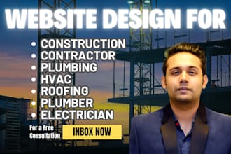 build construction, contractor, hvac, roofing, plumber and electrician website