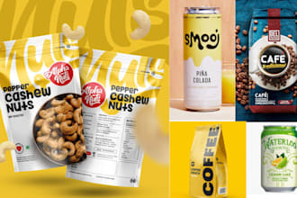 design modern food product label packaging box pouch design can label 3d image