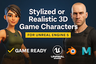realistic 3d game character for ue5 stylized character for fortnite style game