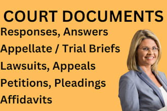 be your online lawyer for motions, lawsuits, complaints, appeals