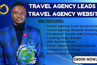 generate travel agency leads, travel agency website travel affiliate website