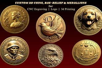 sculpt custom cnc 3d coin design medallion 3d bas relief gold coin or pendants