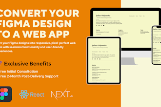 convert your figma design to a web app in reactjs and nextjs