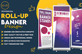 create premium roll up banners, retractable banners, backdrops, custom signage