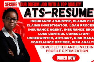 write ats resume for actuary, insurance agent, risk manager, claims adjuster cv