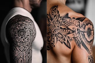hand draw a full sleeve tattoo design unique modern