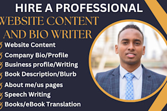 write quality professional bio, company bio, brand story, book synopsis, resume