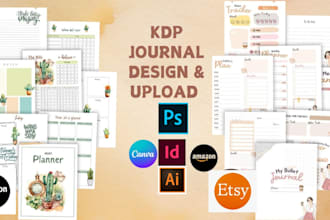 upload,create canva printable kdp low content,kdp journal, planner, notebook