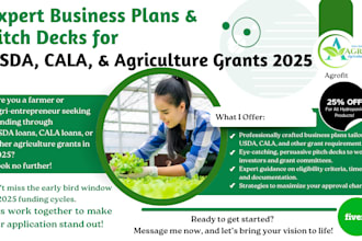 do agriculture grants 2025 business plans and pitch decks