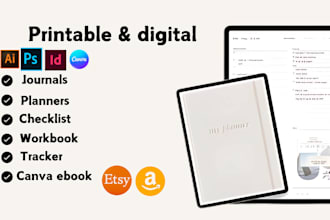 design editable custom planner tracker checklist canva workbook kdp fillable PDF