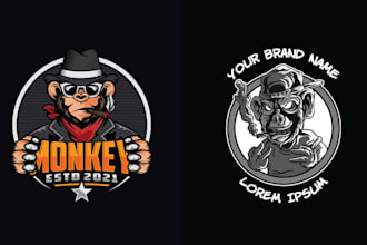 make emblem monkey gorilla logo and mascot style