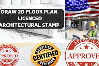 draw and modify 2d floor plan, provide architectural stamp and engineering stamp