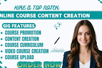 online course content creation, lesson plan, e learning video courses tutorials