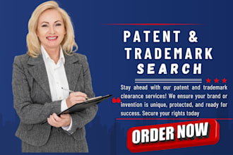 conduct trademark, patent clearance search  provide a report with amazon check