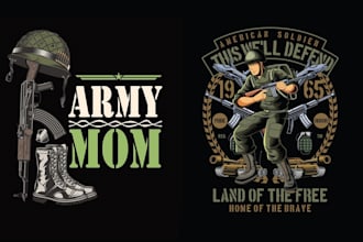 create vintage t shirt skull custom army military logo