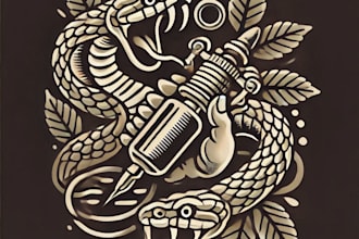 made a tattoo traditional , logo, clothing design