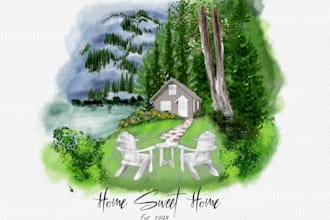 sketch your house in watercolor painting